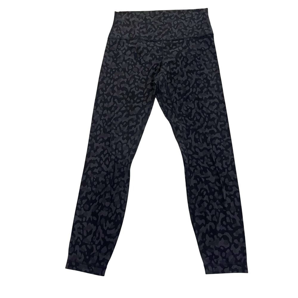 Lululemon Align High Rise Leggings Black Gray Leopard Camo Skinny - Size 8